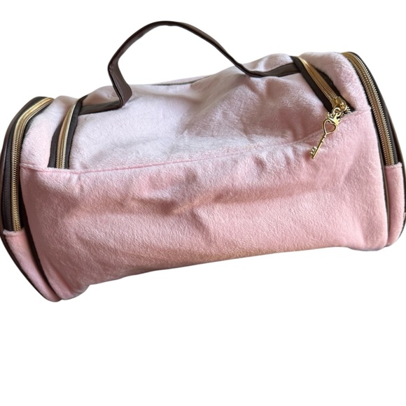 Juicy Couture Pink Velour Cosmetic Makeup Bag Gold Scottie Dog - Picture 4 of 7